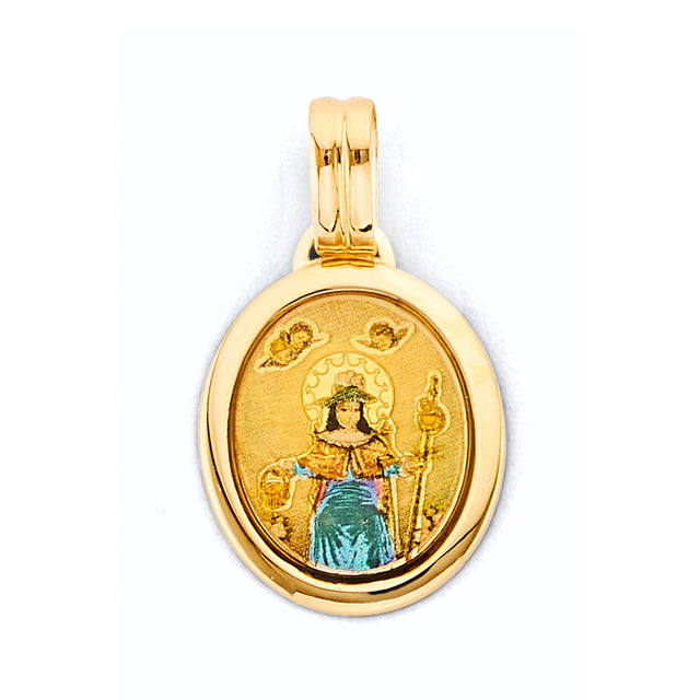 14K Yellow Gold Oval Santo Niño de Atocha Pendant