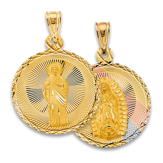14K Tricolor Gold Religious Stamp Pendant