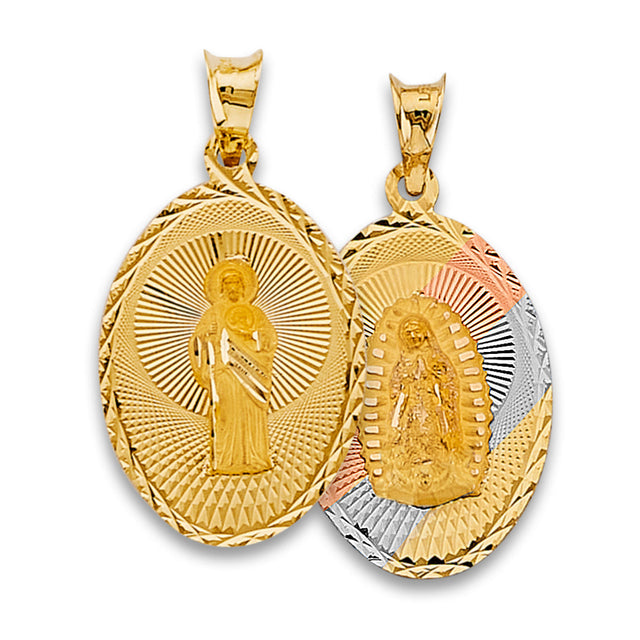 14K Tricolor Gold Religious Stamp Pendant