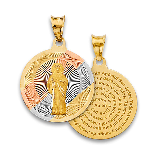 14K Tricolor Gold Religious Stamp Pendant