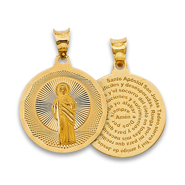 14K Tricolor Gold Religious Stamp Pendant