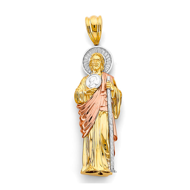 14K Tricolor Gold St. Jude Thaddeus 3D Pendant — Extra Large