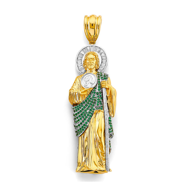 14K Two-Tone Gold St. Jude Thaddeus 3D Pendant — 2X Large