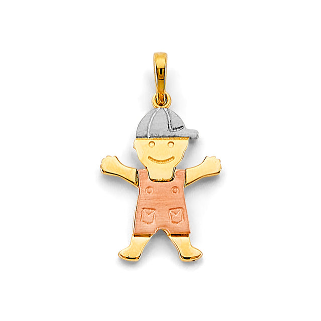 14K Tri-Color Gold Boy Pendant