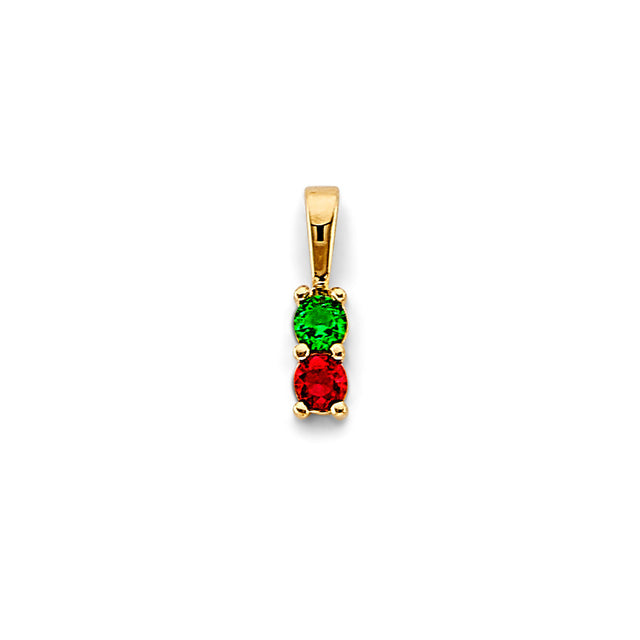 14K Yellow Gold Two-Stone Mother's Pendant