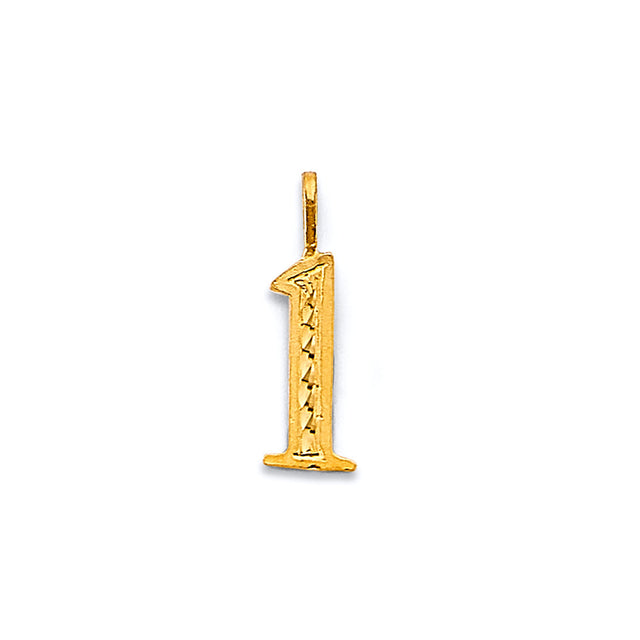 14K Yellow Gold Diamond-Cut Number Pendant
