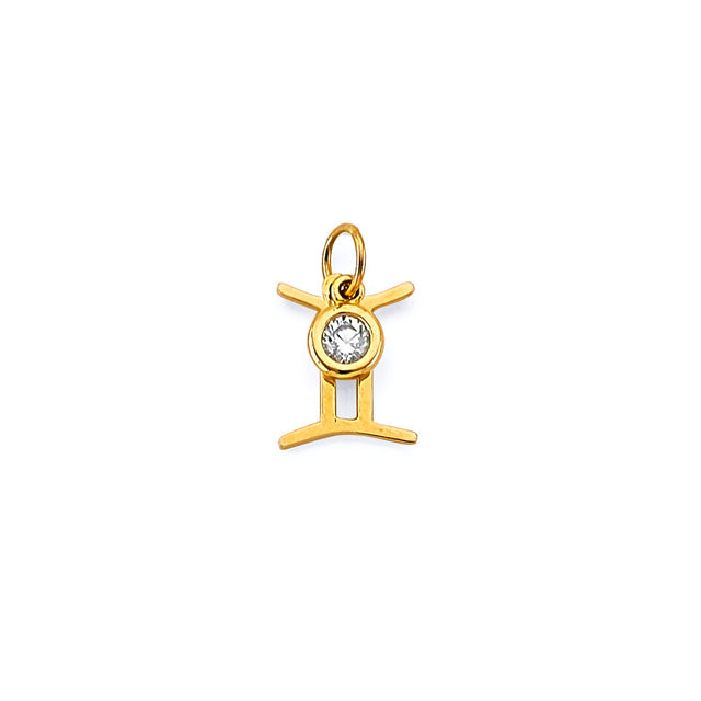 14K Yellow Gold Zodiac Halo Pendant