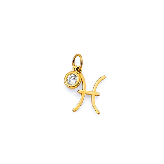 14K Yellow Gold Zodiac Halo Pendant