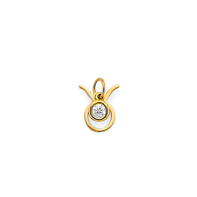 14K Yellow Gold Zodiac Halo Pendant