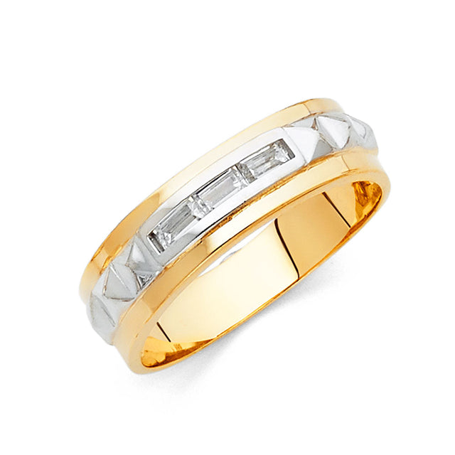 14K Two-Tone Gold Baguette Channel Men's Wedding Band