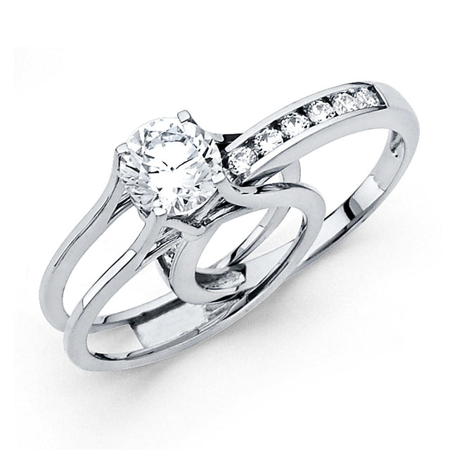 14K Gold Round Split Shank Solitaire Engagement Ring – 0.50 ct - White Gold