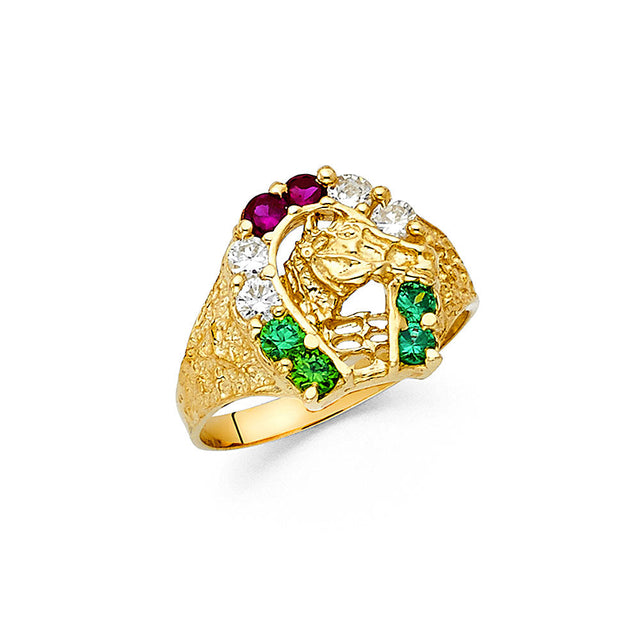 14K Yellow Gold Lucky Horseshoe Men's Ring