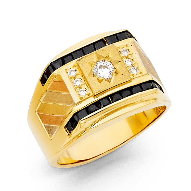 14K Yellow Gold Sapphire Accent Men's Ring