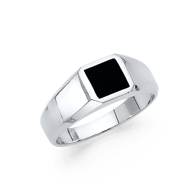 14K White Gold Black Onyx Ring