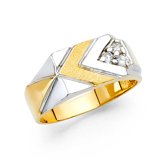 14K Two-Tone Gold X Signet Men’s Ring