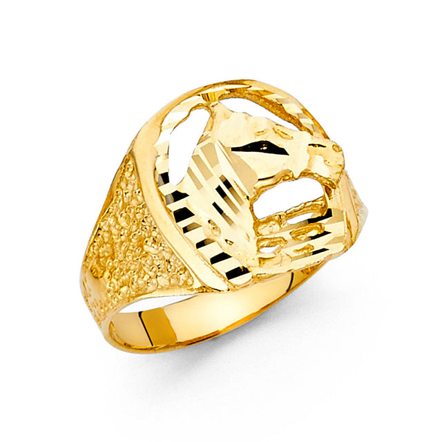 14K Yellow Gold Horse Head Men's Ring