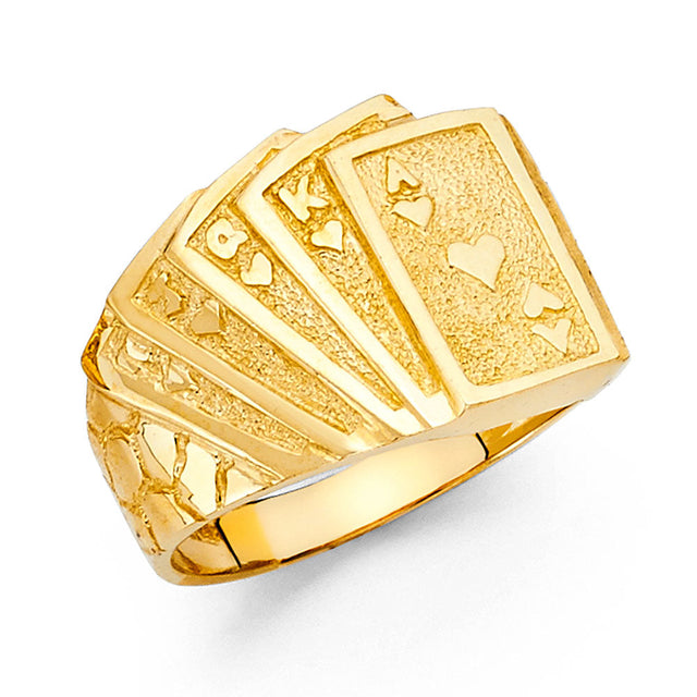 14K Yellow Gold Playing Cards Men’s Ring