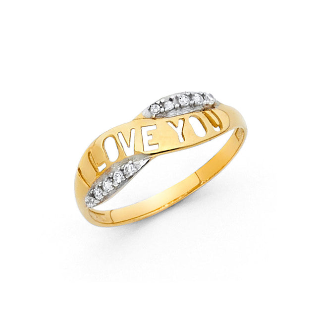 14K Two-Tone Gold I Love You Bypass Ring