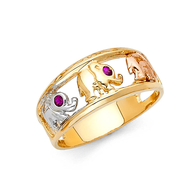 14K Tricolor Gold Animal Band Ring