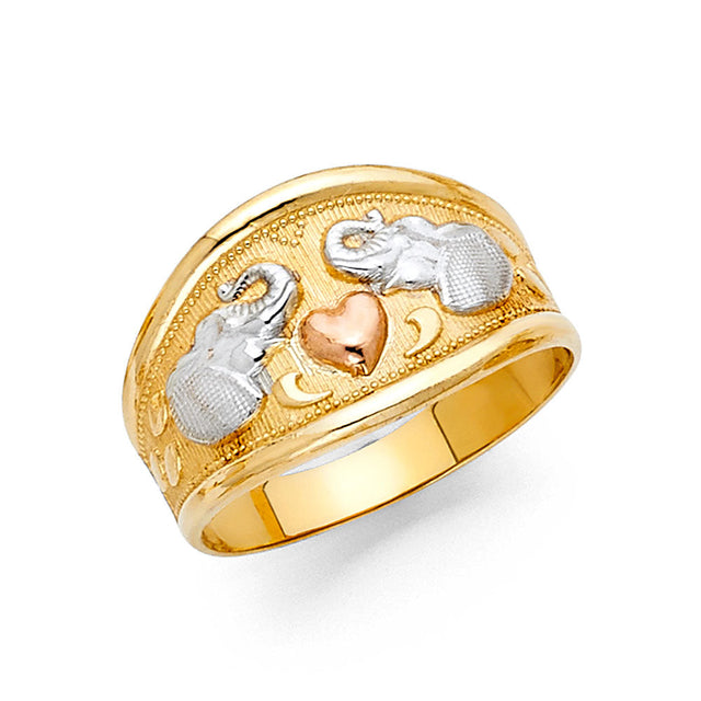 14K Tricolor Gold Swan Band Ring
