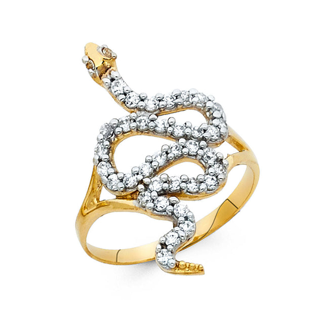 14K Two-Tone Gold Snake Ring