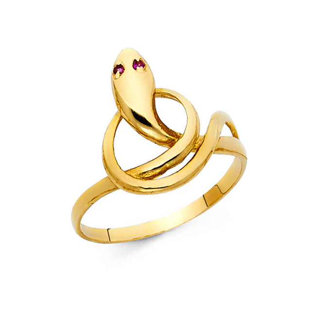 14K Yellow Gold Serpent Snake Ring