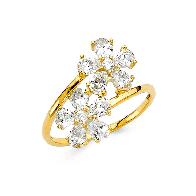 14K Yellow Gold Multi-Flower Ring
