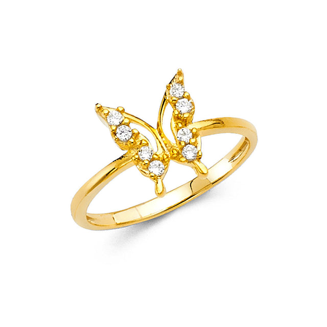 14K Yellow Gold Openwork Butterfly Ring