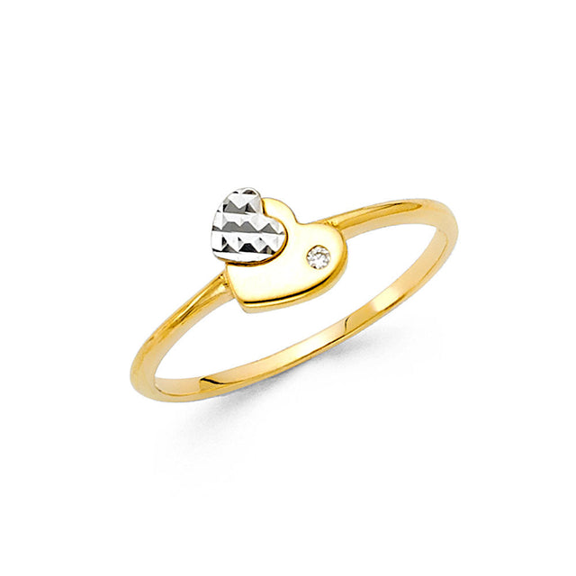 14K Two-Tone Gold Petite Heart Ring