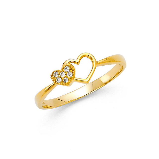 14K Yellow Gold Petite Pavé Heart Ring