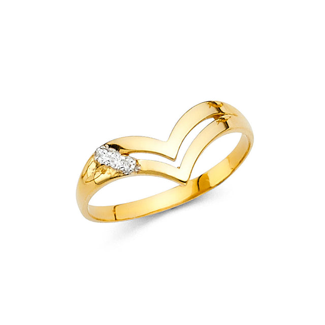14K Yellow Gold Pavé Chevron Ring