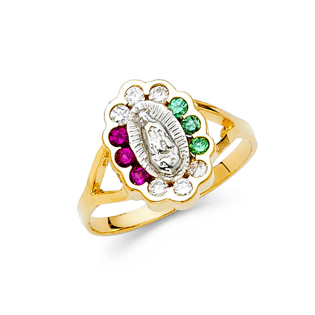 14K Yellow Gold Multicolor Halo Guadalupe Ring