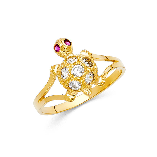 14K Yellow Gold Pavé Turtle Ring