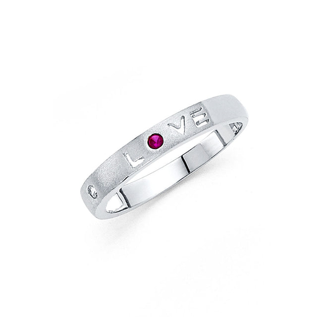 14K White Gold LOVE Satin-Finish Band Ring