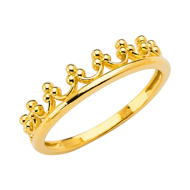 14K Yellow Gold Open Crown Band Ring on White Background
