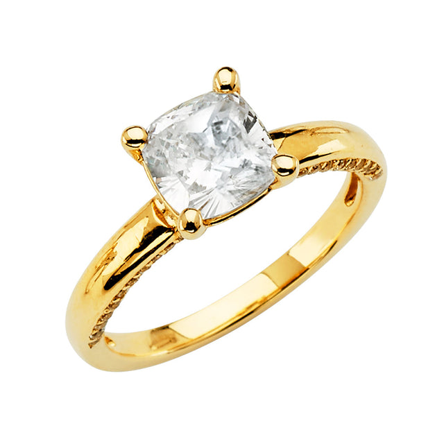 14K Yellow Gold Round Twist Solitaire Engagement Ring