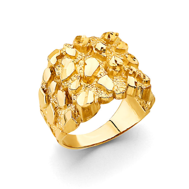 14K Yellow Gold Cluster Nugget Men’s Ring