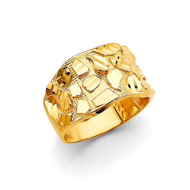 14K Yellow Gold Chunky Nugget Band Men’s Ring