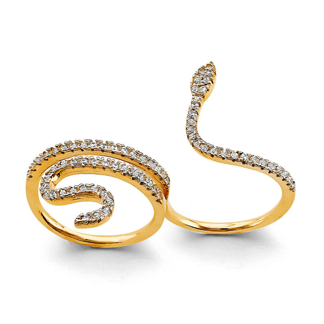 14K Two-Tone Gold Two-Finger Serpent Ring