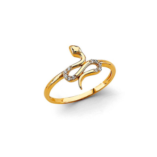 14K Yellow Gold Petite Snake Ring