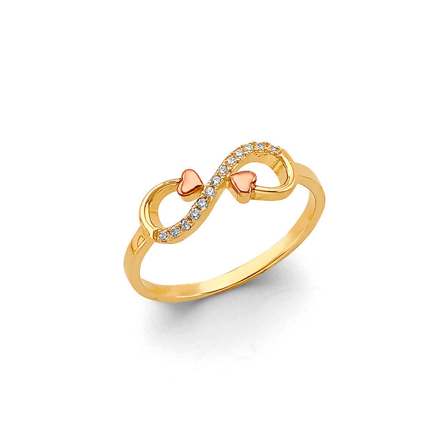 14K Two-Tone Gold Infinity Ring on White Background