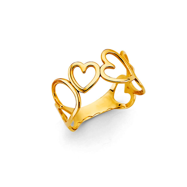 14K Yellow Gold Linked Open Heart Band