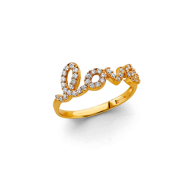 14K Yellow Gold Love Script Ring
