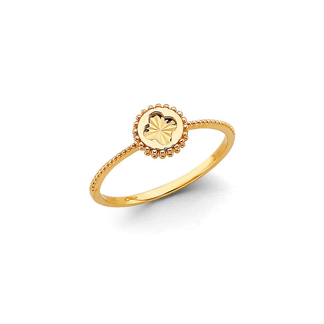 14K Yellow Gold Heart Medallion Ring