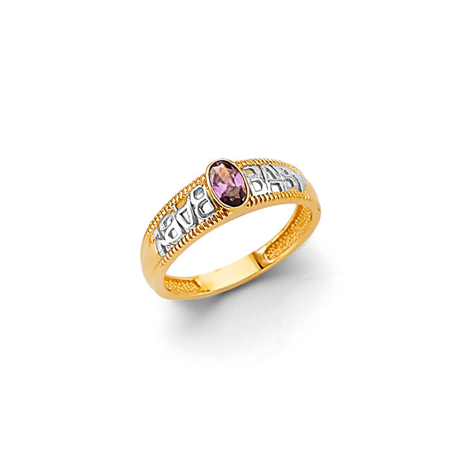 14K Two-Tone Gold Purple Accent Ladies' Ring