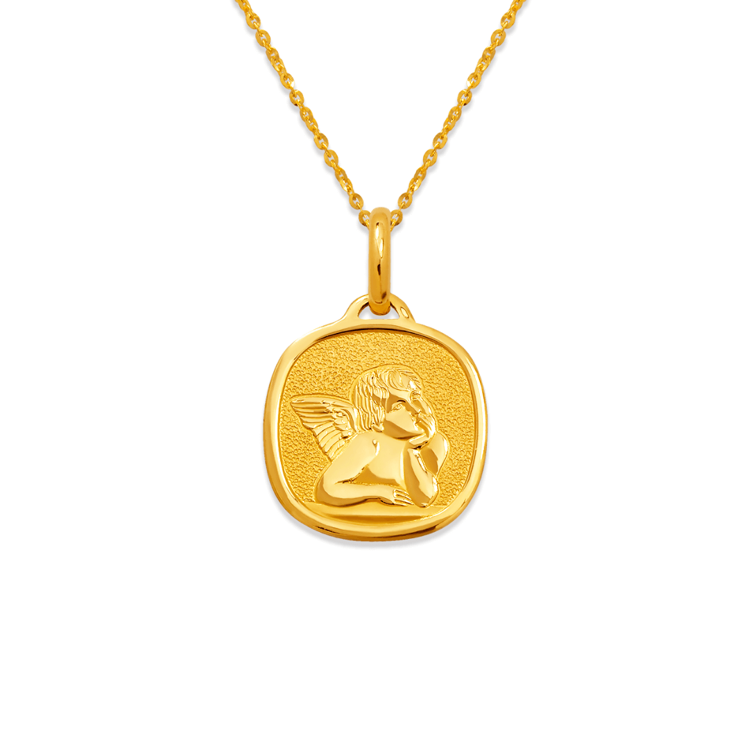 14K Yellow Angel Pendant Religious Gold Pendant