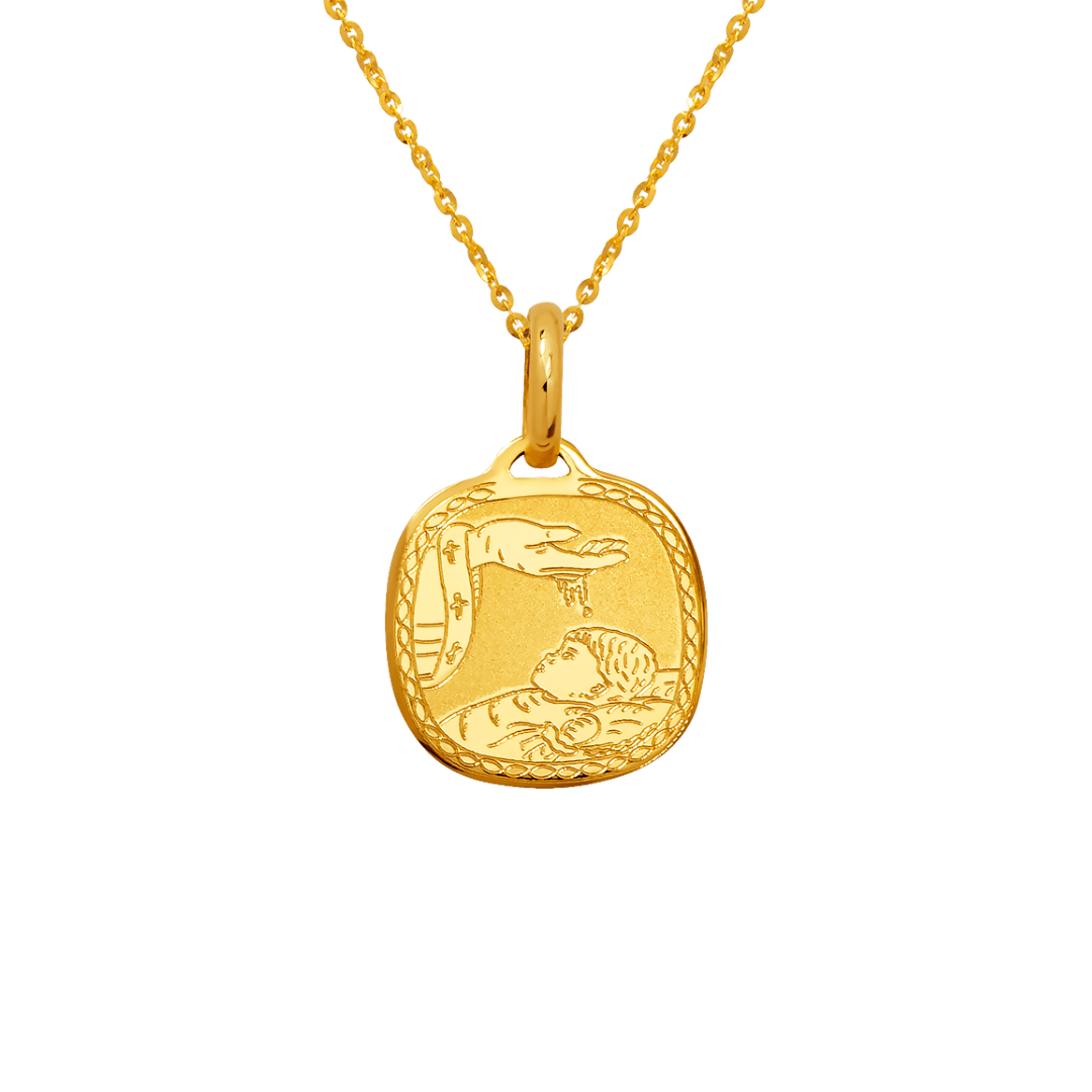 14K Yellow Gold High Polished Baptism Religious Pendant