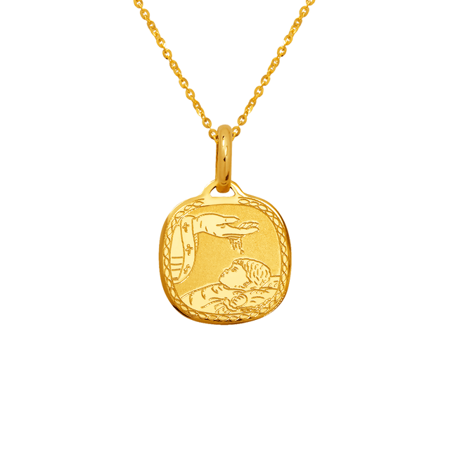 14K Yellow Gold High Polished Baptism Religious Pendant