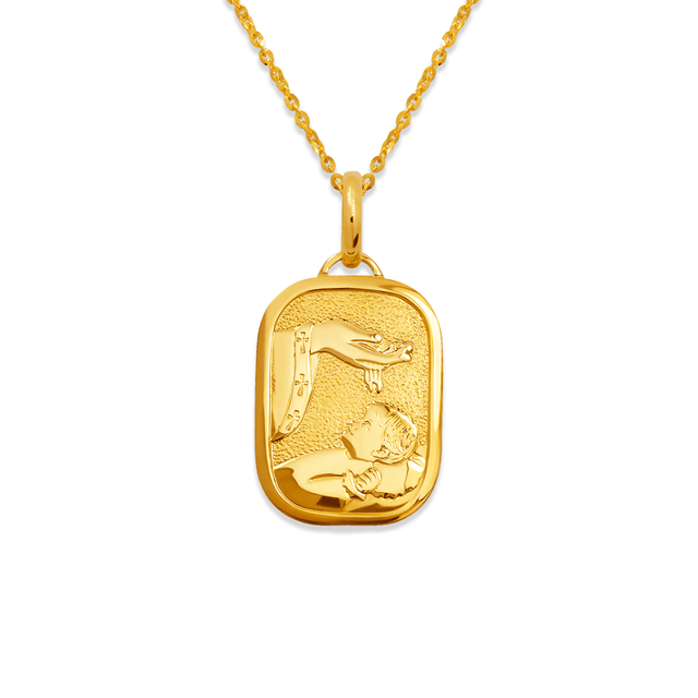 14K Yellow Gold High Polished Baptism Religious Pendant