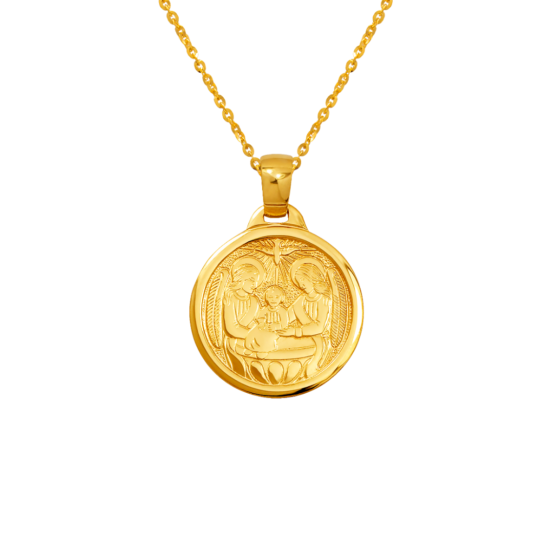 14K Yellow Gold High Polished Baptism Religious Pendant